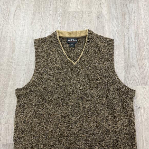 Woolrich Sweater Vest Men's Medium Olive Heather Knit Pullover Grandpa Wool - Picture 2 of 9